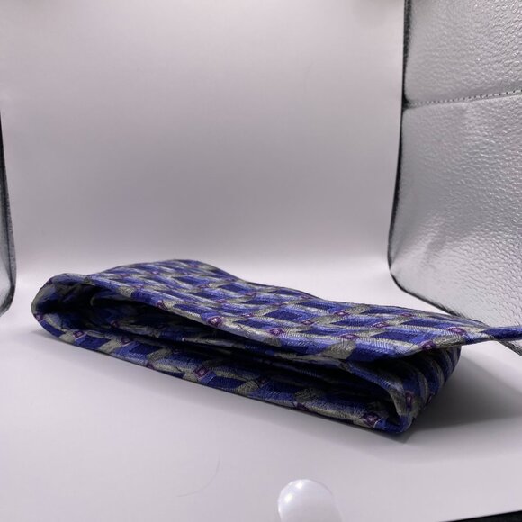 Vintage Today's Man Blue Silver & Purple 100% Silk Tie 60"x4" Made in Italy #367 - Picture 3 of 6